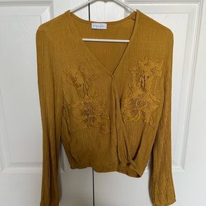 Juniper Blue mustard blouse